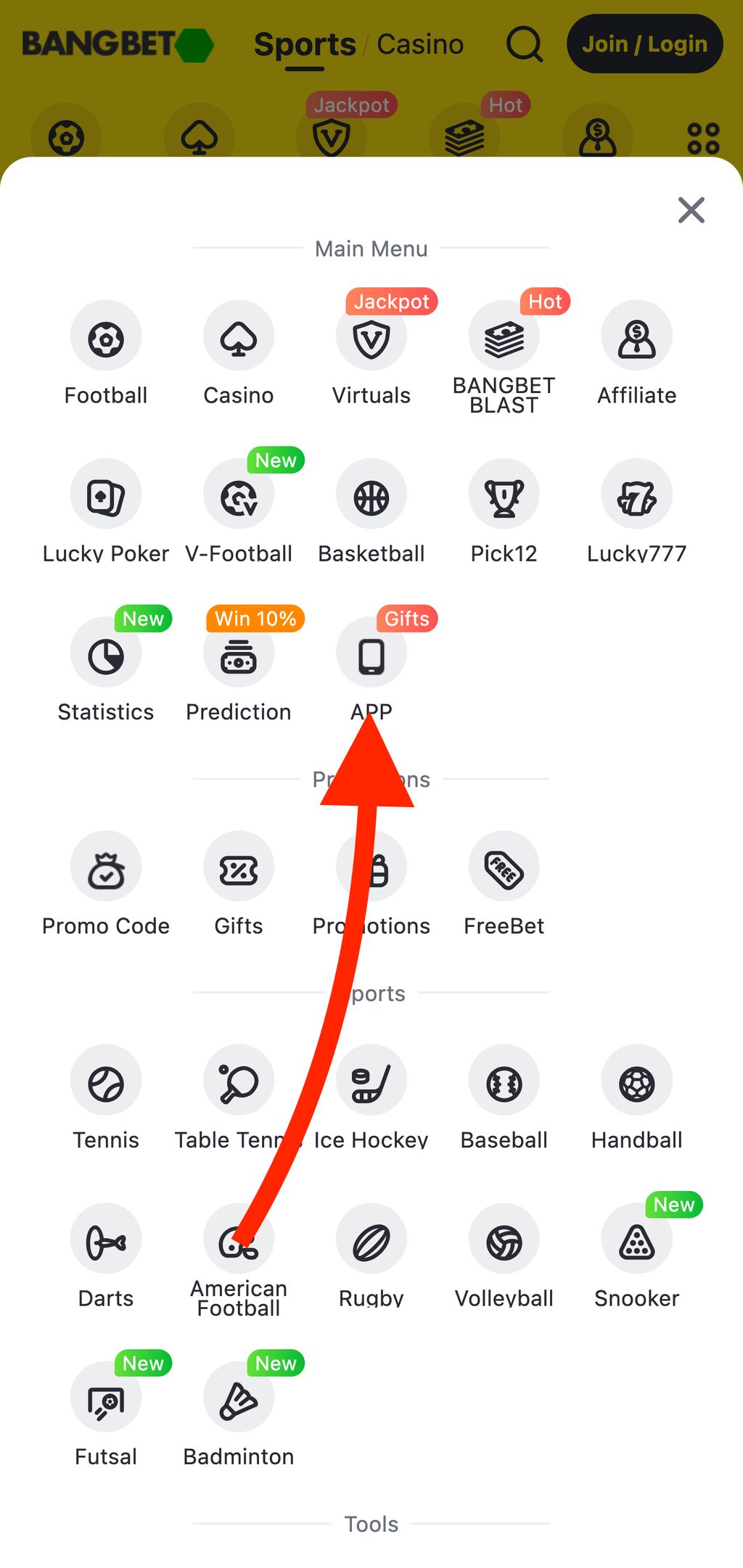 Bangbet mobile app