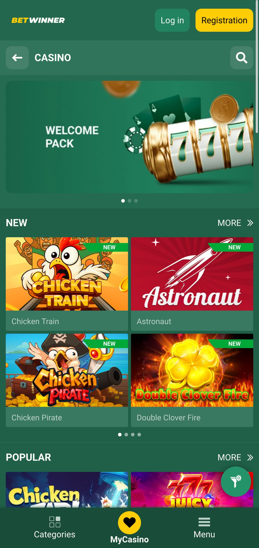 Betwinner casino games