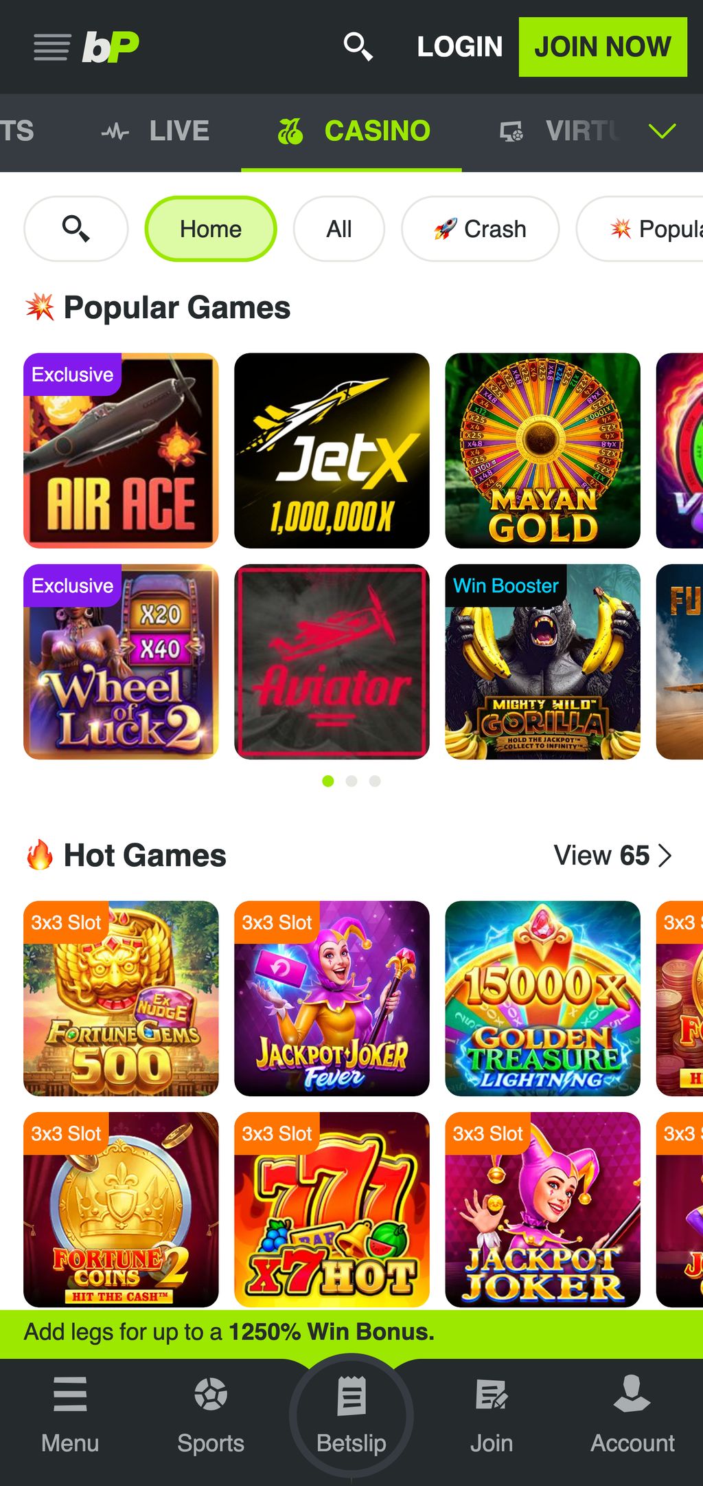 betPawa casino games