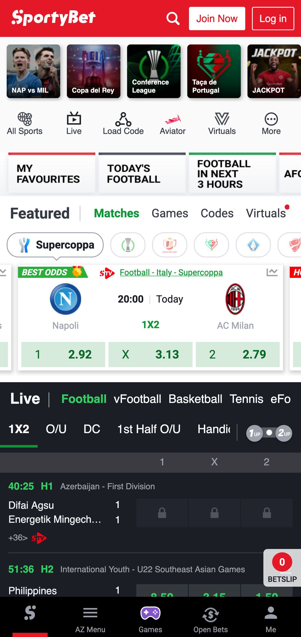 SportyBet main page