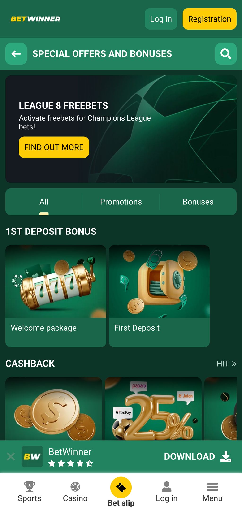 Betwinner promotions