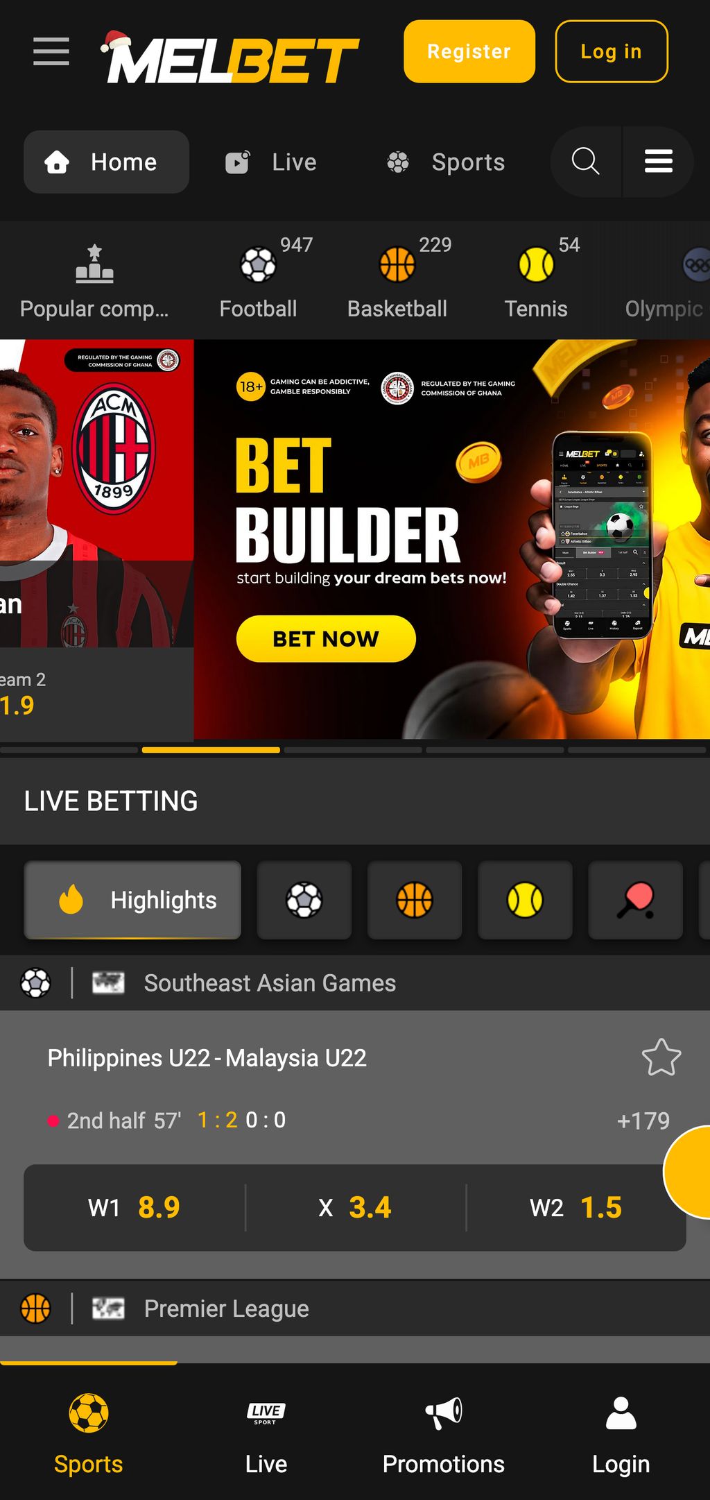 Melbet main page