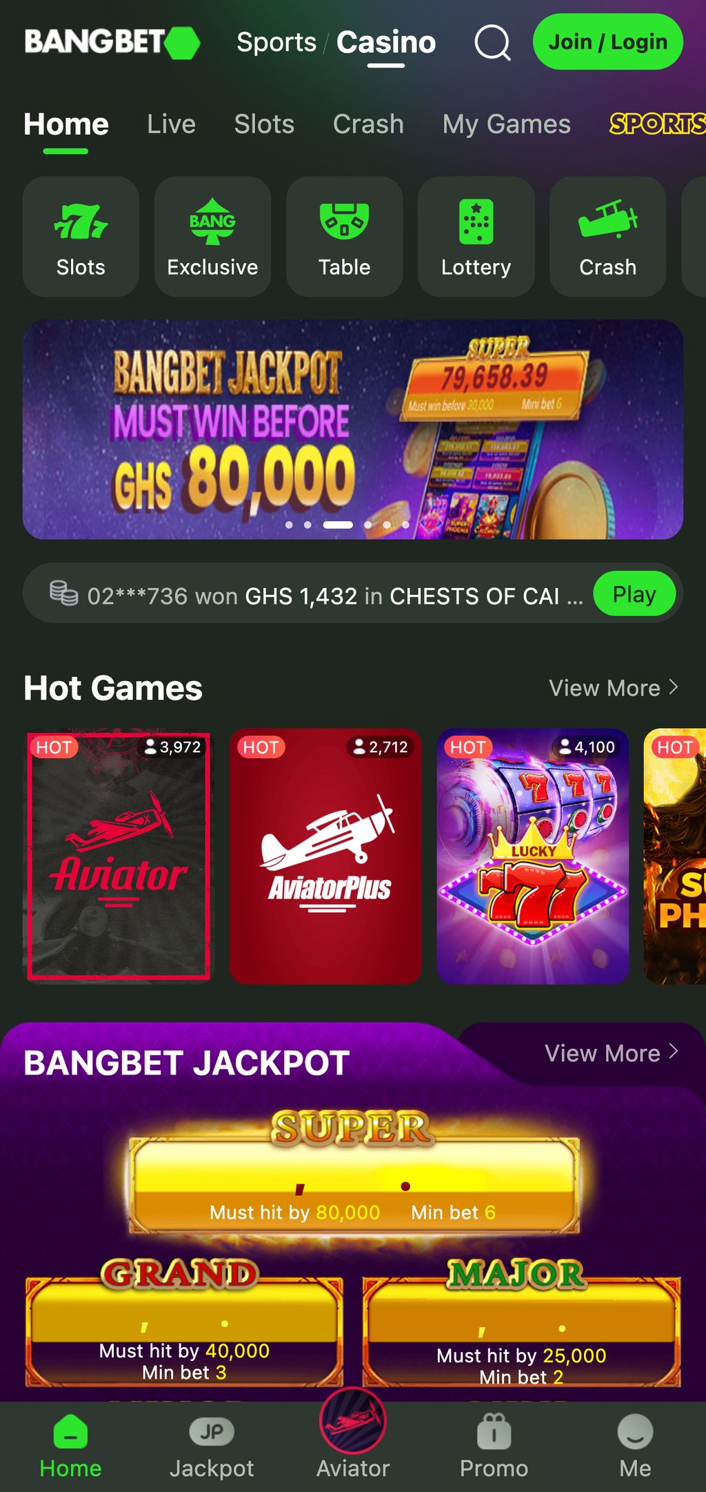 Bangbet casino games