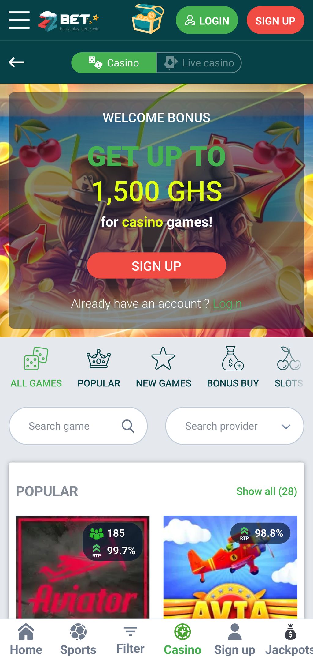 22bet Ghana App