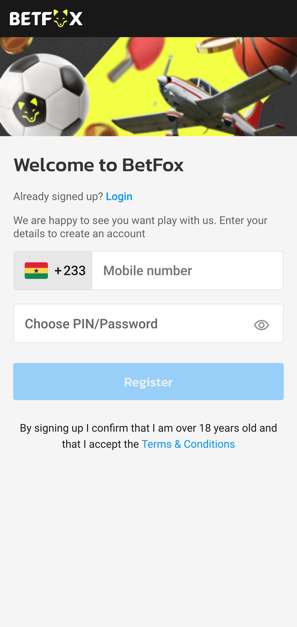 BetFox sign-up