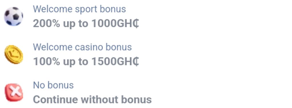 Choosing the welcome bonus during 22Bet registration